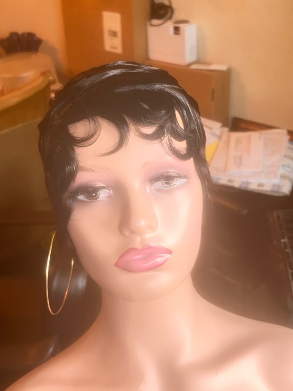 Hand-Styled Professional Finger Wave Pixie Wig - Jet Black  Betty Boop Classic